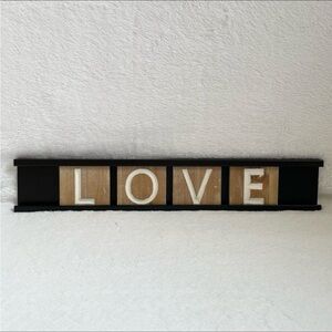 Love Hanging Sign Wood Letter Blocks Metal Frame Home Decor